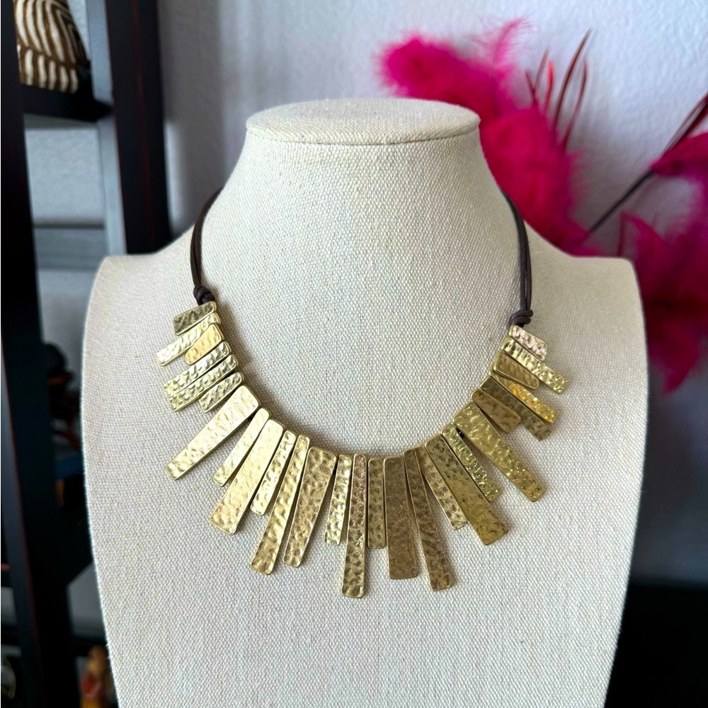 Joan Rivers Hammered Gold Metal Necklace